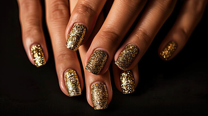 Elegant Gold Glitter Nail Design