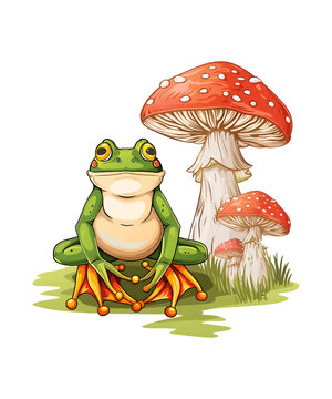 Frog & Mushroom Tshirt design PNG Files