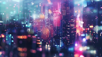 Obraz premium Colorful blured futuristic city background 