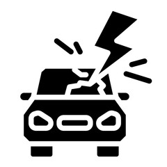 accident icon, broken cars, auto crash on road, car accident symbol isolated on white background. vector illustration