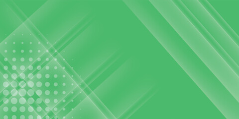 Abstract modern green banner background with diagonal stripes and dot halftone.