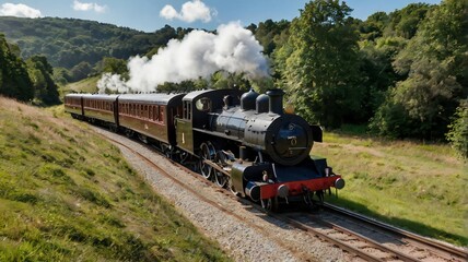 Obraz premium Vintage classic retro steam locomotive train 