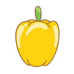 Illustration of cute bell pepper is isolated on the white background