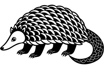 Funny Pangolin Cartoon Vector Illustration Clipart And Line Art Design, Funny pangolin vector illustration, cartoon clipart & line art design on a white background.