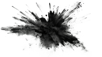 Artistic Black Ink Blot on Transparent Background