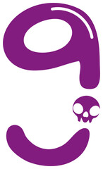 skull halloween letter number 9 nine