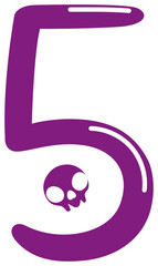 Obraz premium skull halloween letter number 5 five