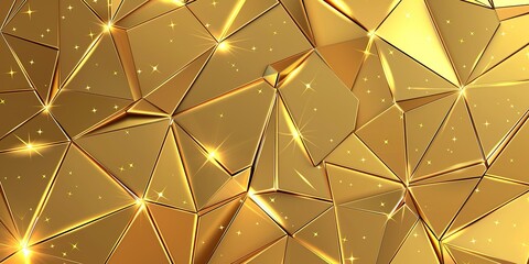 Abstract Background with Golden Lines and Triangles. Light Gradient in the Style of Gold with Golden Texture. High-Resolution and High-Detail Vector Illustration.
