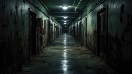 Fototapeta premium hospital long dark hallway