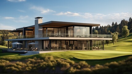 Fototapeta premium overlooking house on golf course