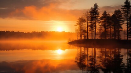 lake sunrise orange