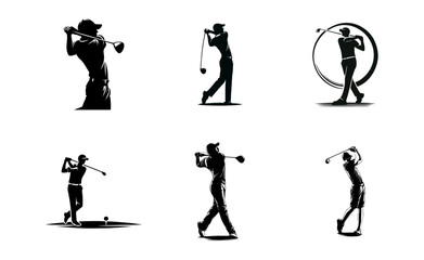 Fototapeta premium Men golf logo icon silhouette illustration