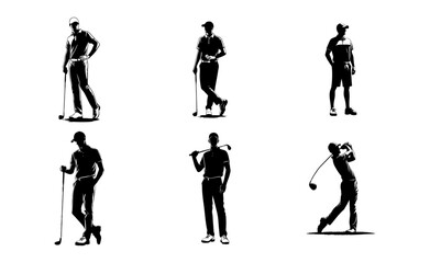 Men golf logo icon silhouette illustration