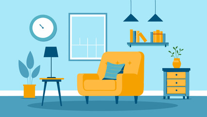 Stylish Living Room Design Featuring Modern Armchair Illustration