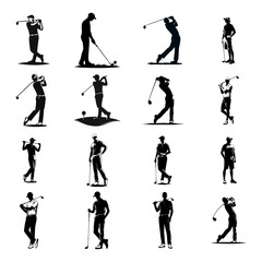 Men golf logo icon silhouette illustration