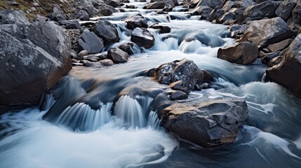 rocks stream of water