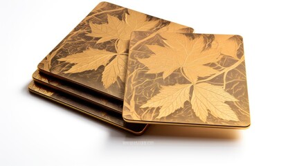 coasters gold leaf pattern