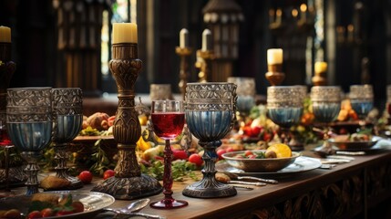 banquet medieval wine goblet