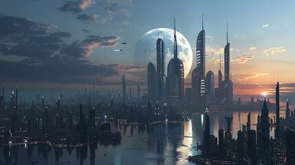 Fototapeta premium future city skyline