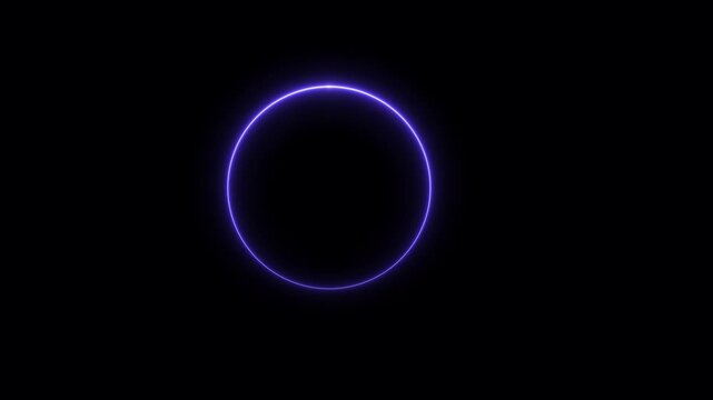 circle loading ber neon bright frame blue color animation on black background.