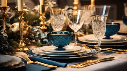 place blue and gold holiday