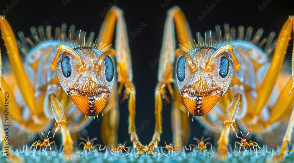 Poster butterfly on a grass