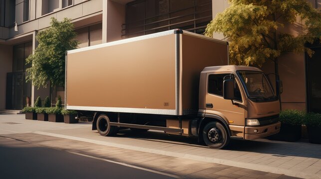 unloading brown delivery truck