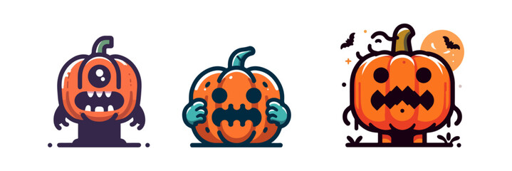 pumpkin monster vector set