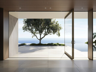 Fototapeta premium Seaview Chilling Point: Enter Through a Pivoting Aluminum Door