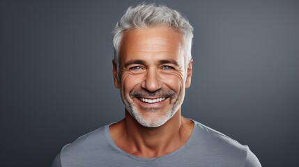 Obraz premium warm man smiling grey background