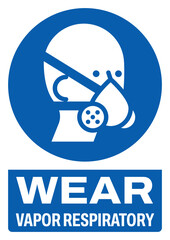 ISO mandatory safety signs v2 tex variation_wear vapor respiratory-09 size a4/a3/a2/a1