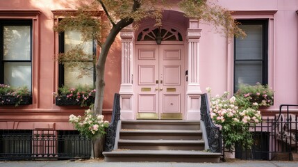brownstone pink door