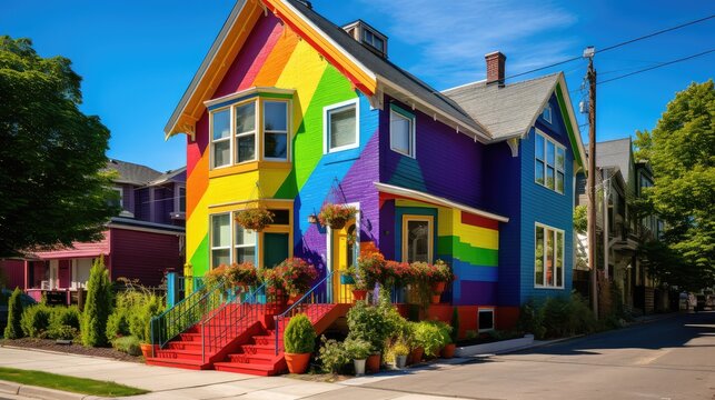 exterior rainbow house