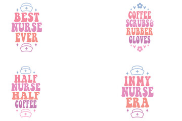 Best nurse ever, coffee scrubs and rubber gloves, half nurse half coffee, in my nurse era retro nurse keychain designs