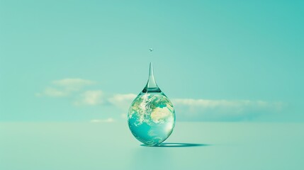 Fototapeta premium Water Drop Earth Globe Concept.