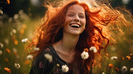 Naklejka premium carefree red hair
