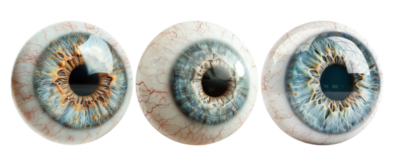 Realistic human eye models isolated on transparent background