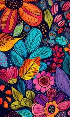 2D flower and leaf cards in various styles