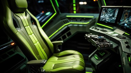 upholstery spaceship cockpit green