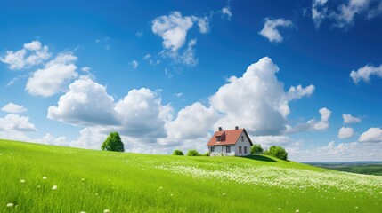 Obraz premium charming house clouds