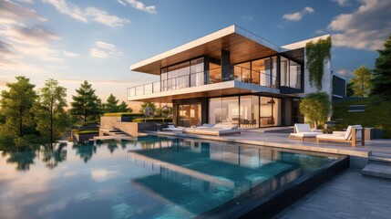 Fototapeta premium design house with pool