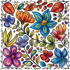 2D flower and leaf cards in various styles