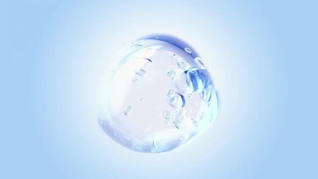 Water bubble element animation. Movement of air bubbles on Blue background and Green Screen. Animation seamless loop. 3d render.