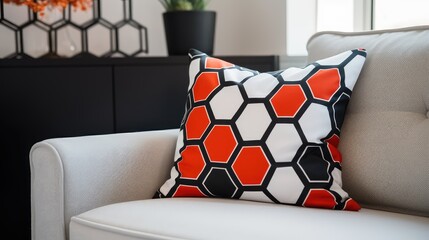 print black and red hexagon