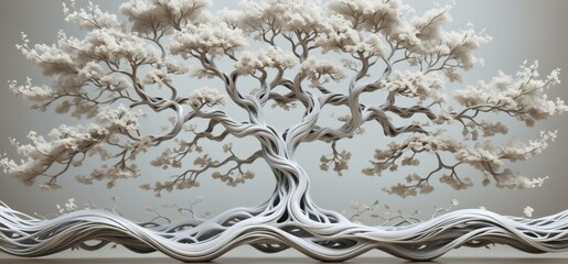 Digital art piece that appears to be 3D rendering tree branch le