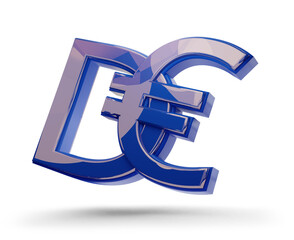 € and d as digital euro as euro-digital as E-EUR symbol, isolated, yellow and blue colors as the flag of the European Union, EU, Europe