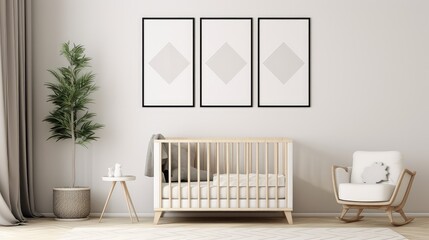 neutral nursery wall mockup