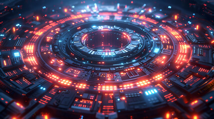 Captivating Futuristic Circular Stage - A Mesmerizing Sci-Fi Spectacle