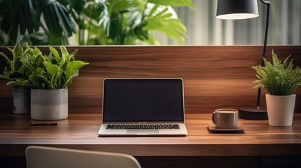 Fototapeta premium sleek laptop desk office