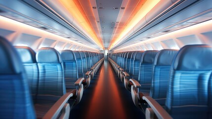 Fototapeta premium perspective blurred airline interior